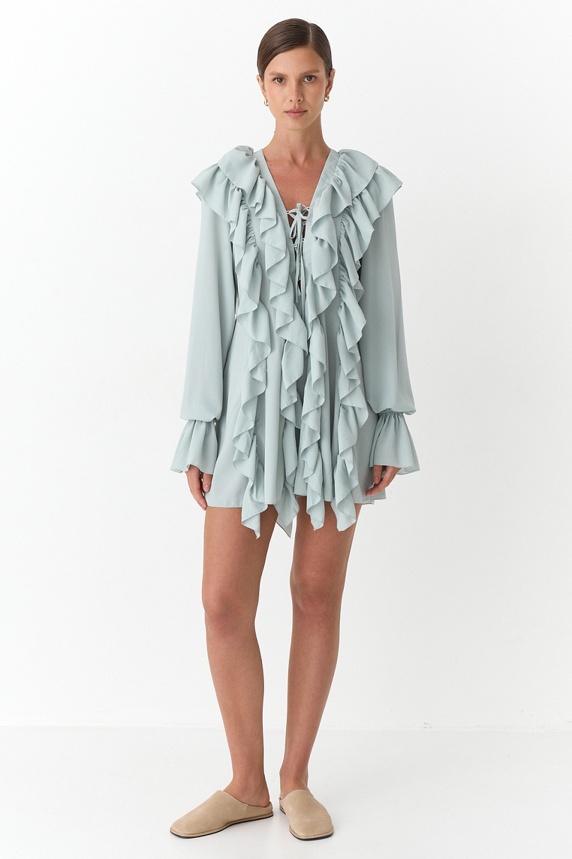 Платье с драпировкой и шнуровкой