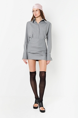 Комплект рубашка и юбка со сборкой в полоску 