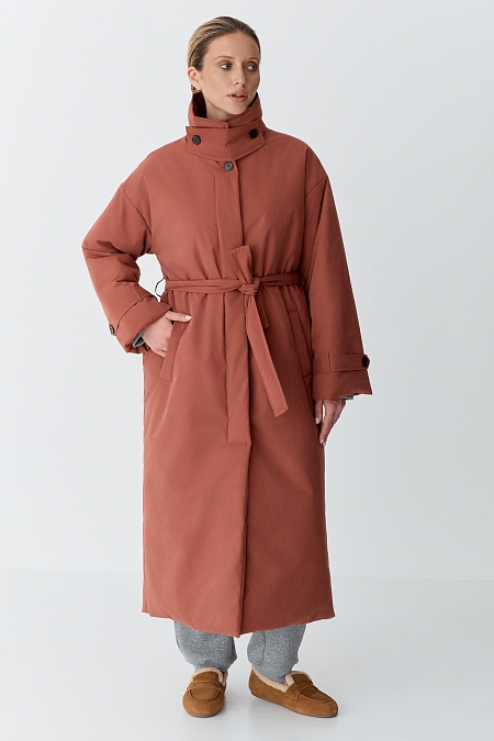 Пальто однобортное утепленное