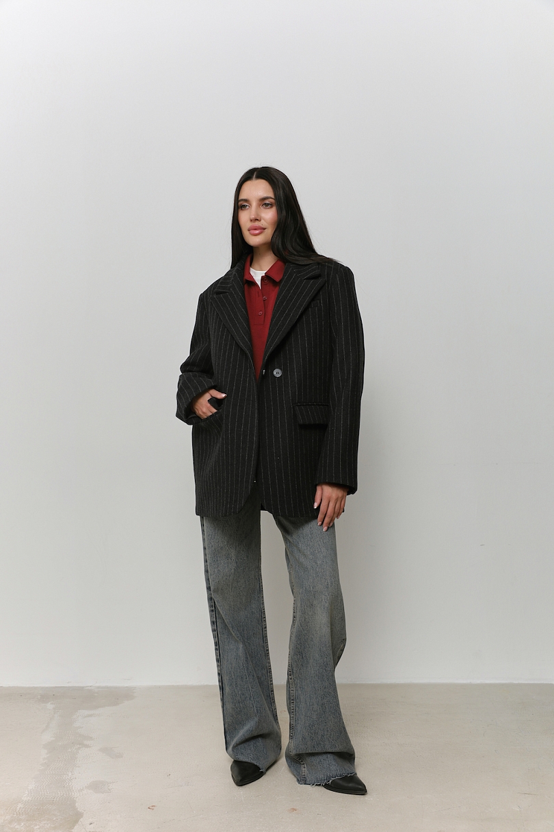 Пальто-бушлат в полоску