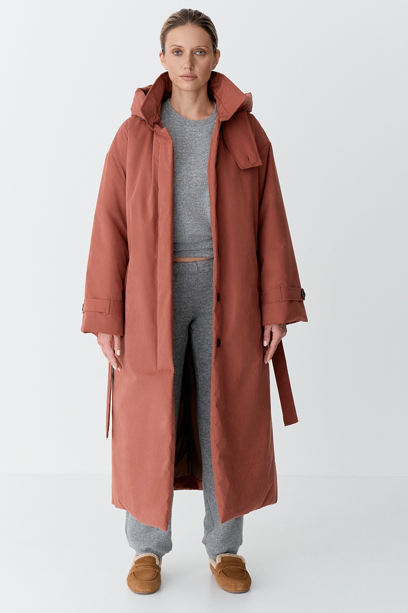 Пальто однобортное утепленное