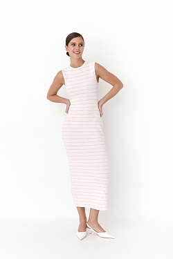 Платье-футляр из трикотажа в полоску