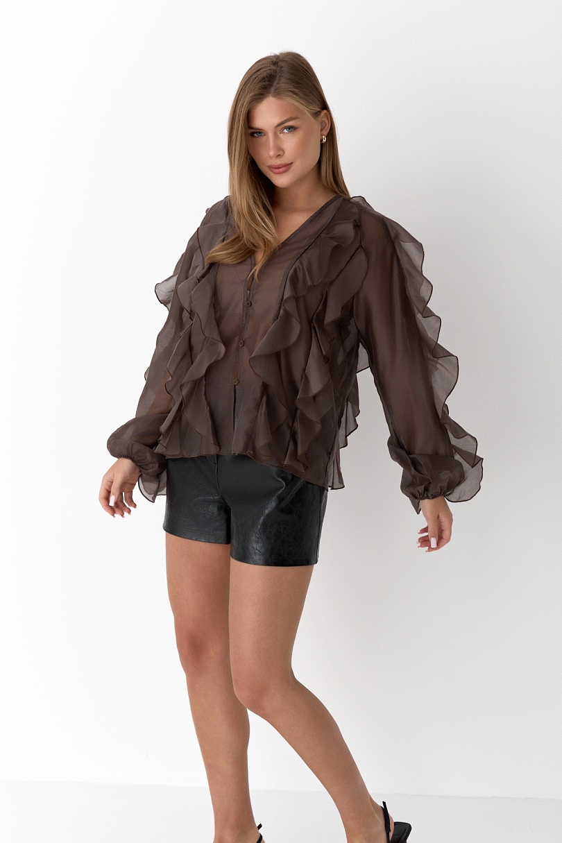 Блуза из лиоцелла с рюшами