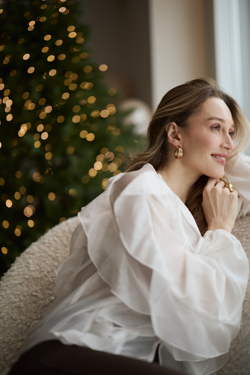 Блуза из лиоцелла с рюшами