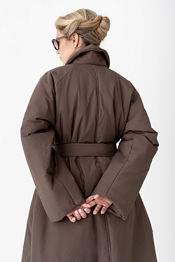 Тренч утепленный макси длины 