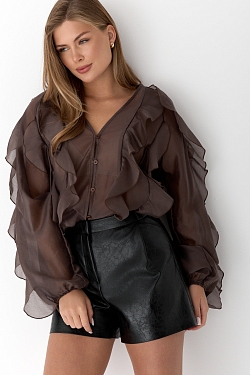 Шорты из состаренной экокожи