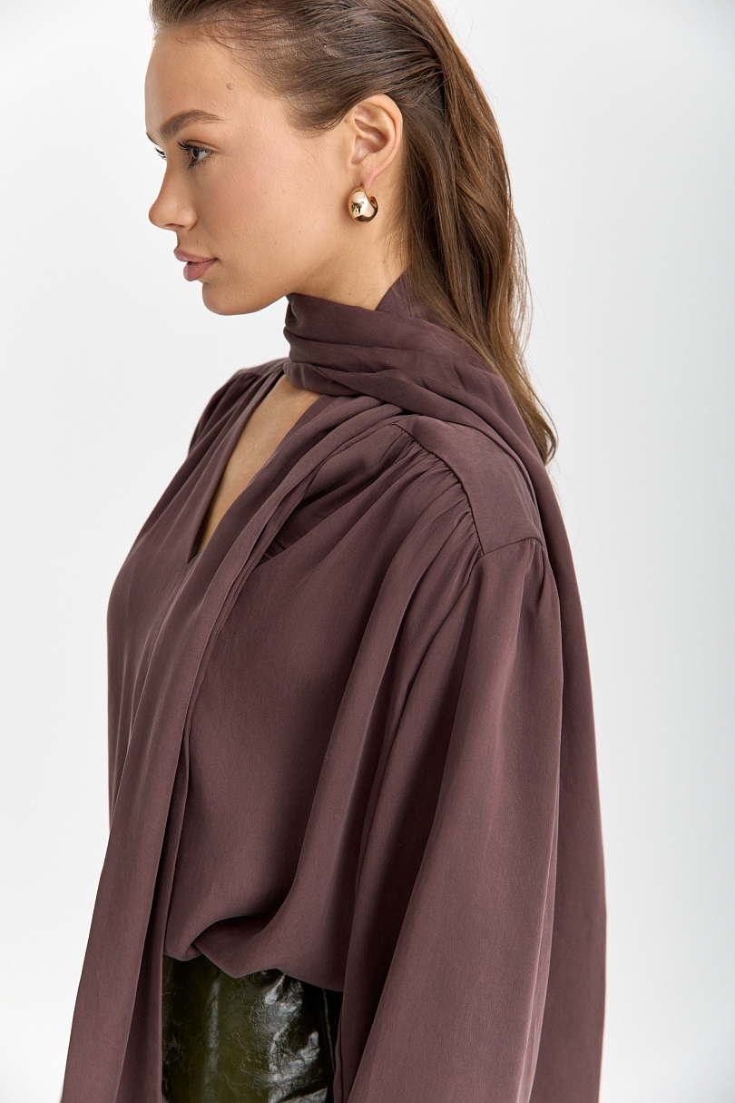 Блуза из 100% лиоцелла с бантом