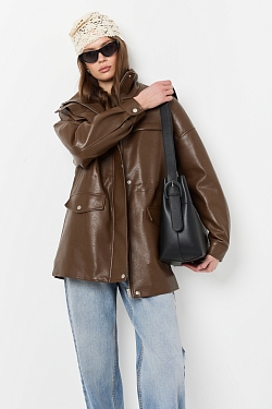 Парка из зернистой экокожи утепленная