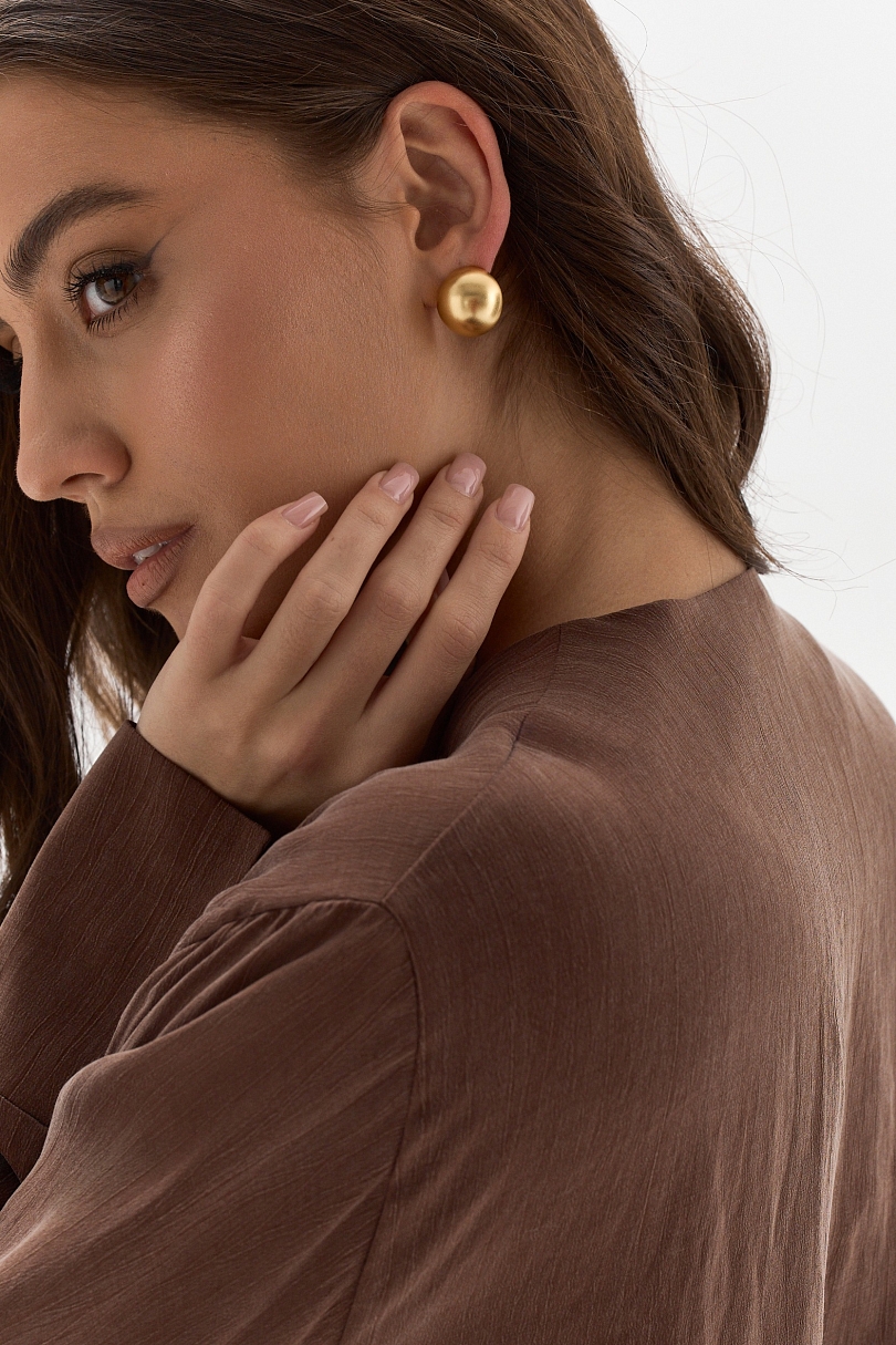 Серьги полусфера, золото