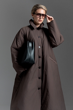 Тренч утепленный макси длины 