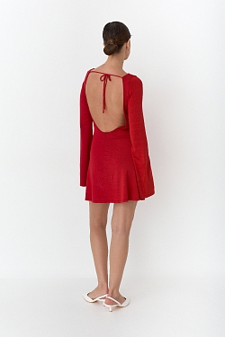 Платье мини из трикотажа с открытой спинкой 