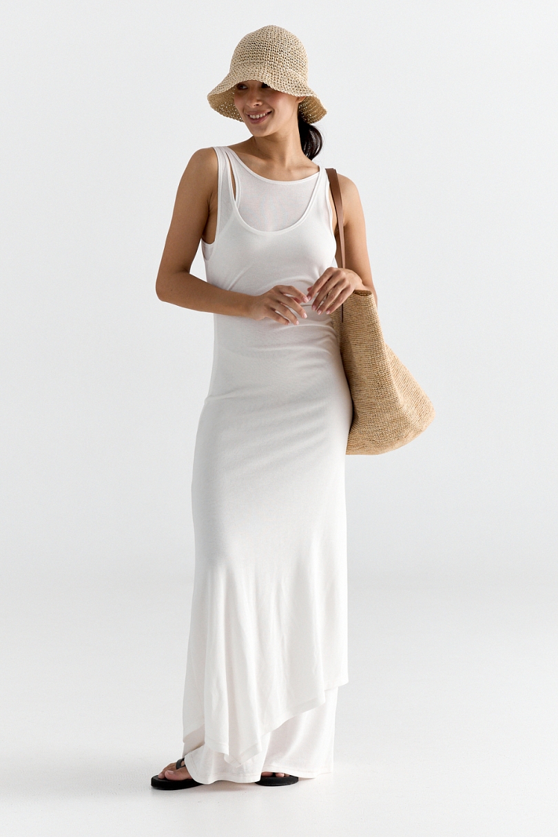 Платье-майка из вискозы с многослойным эффектом 