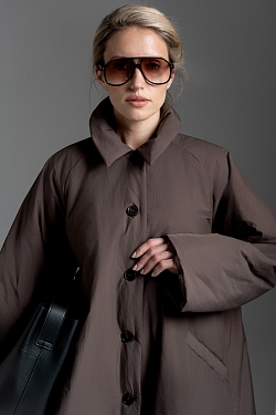 Тренч утепленный макси длины 