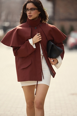 Тренч со съемным кейпом из хлопка с пропиткой