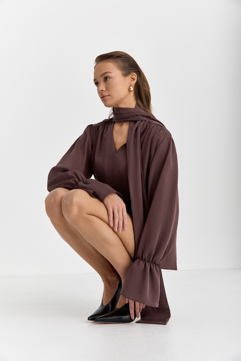 Блуза из 100% лиоцелла с бантом