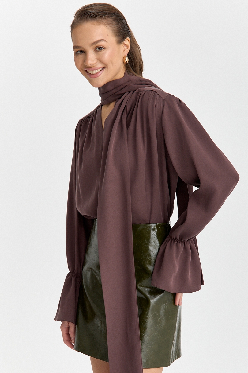 Блуза из 100% лиоцелла с бантом