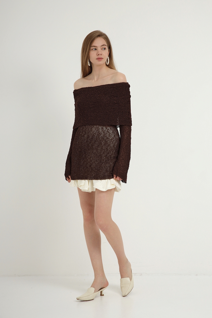 Платье мини из трикотажа букле