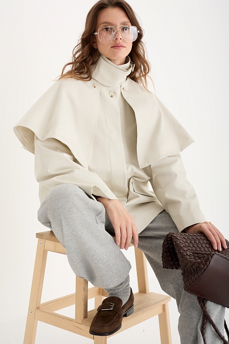 Тренч со съемным кейпом из хлопка с пропиткой