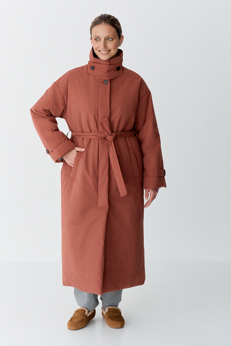 Пальто однобортное утепленное