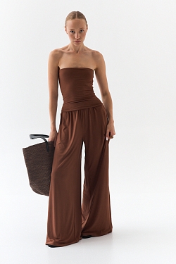 Топ-бандо удлиненный из ткани с велюр эффектом