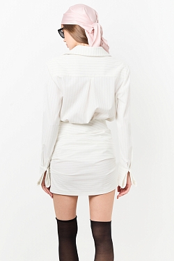 Комплект рубашка и юбка со сборкой в полоску 