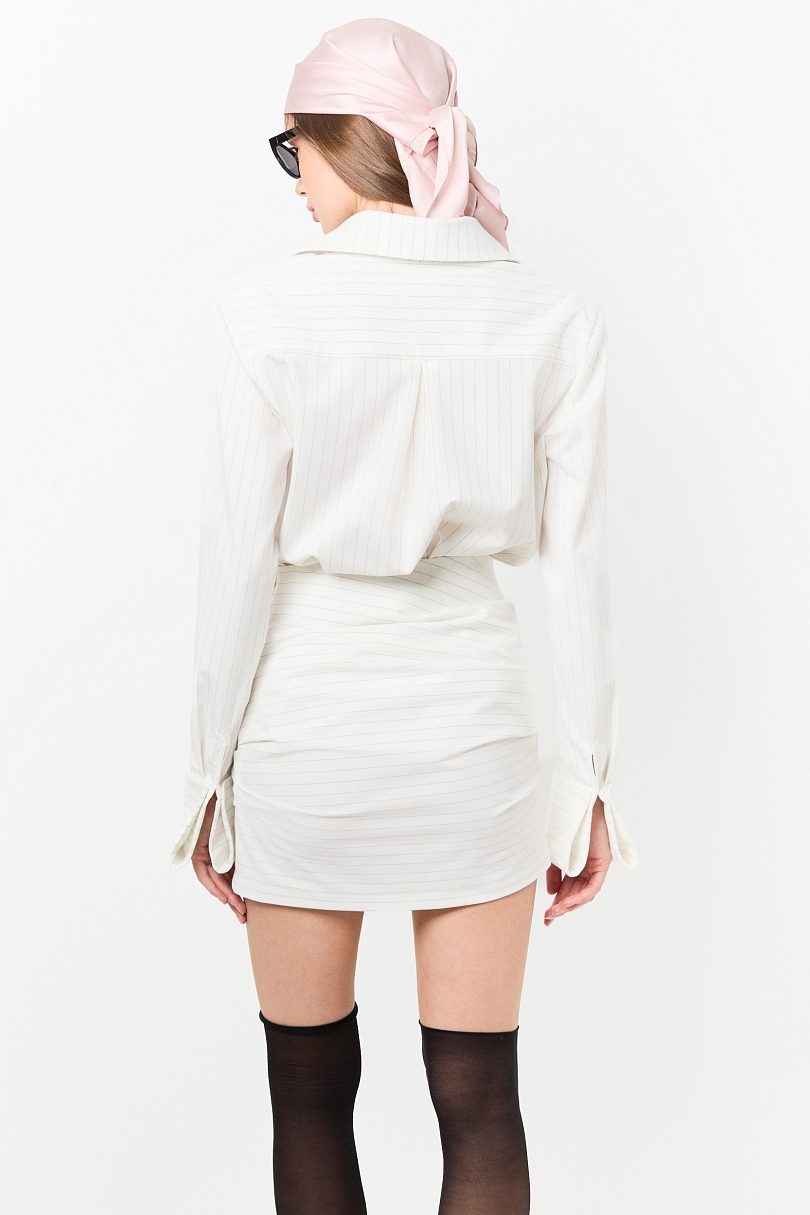 Комплект рубашка и юбка со сборкой в полоску 