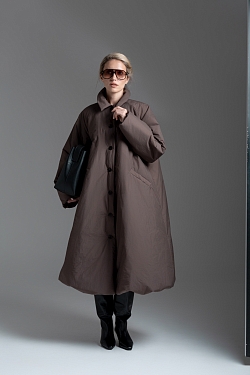 Тренч утепленный макси длины 