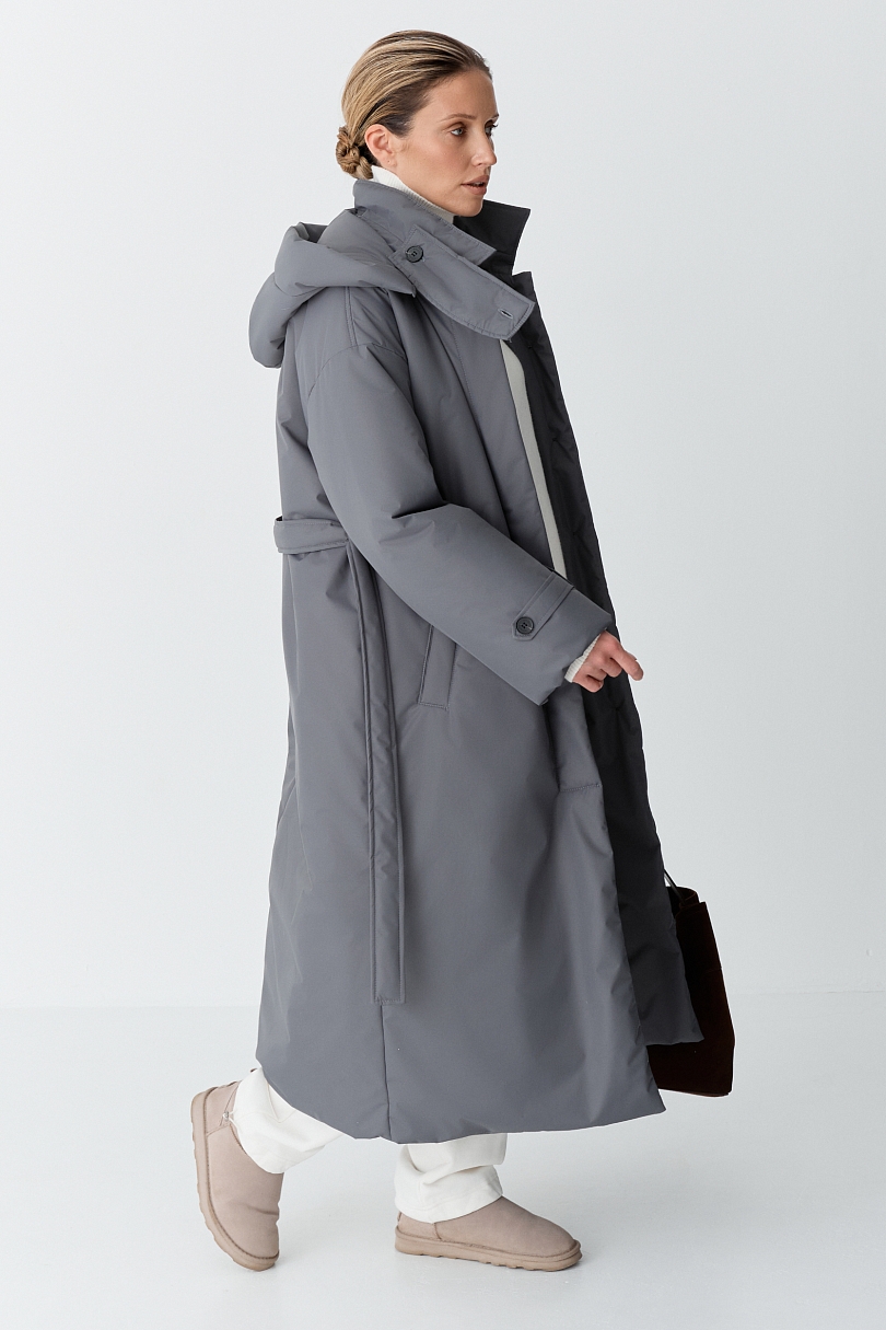 Пальто однобортное утепленное