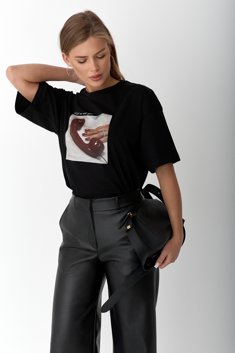 Брюки свободного кроя из экокожи