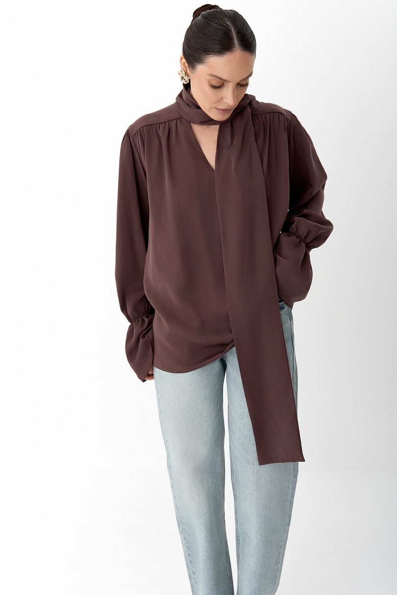 Блуза из 100% лиоцелла с бантом