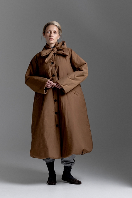 Тренч утепленный макси длины 