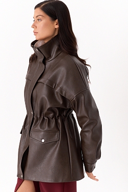 Парка из зернистой экокожи утепленная