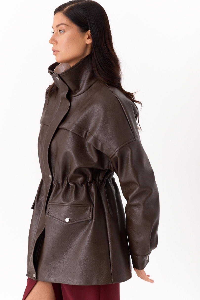 Парка из зернистой экокожи утепленная