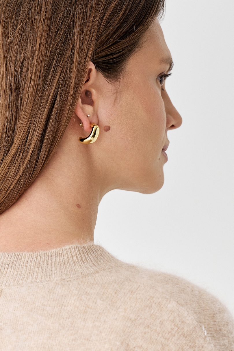 Серьги объемные изогнутые, золото