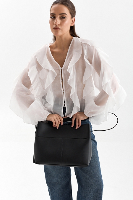 Блуза из лиоцелла с рюшами