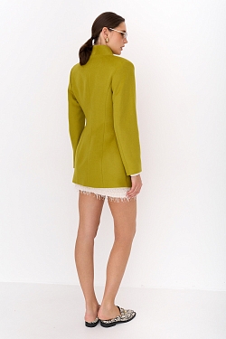 Полупальто из 100% шерсти с воротником стойка со шнуром 