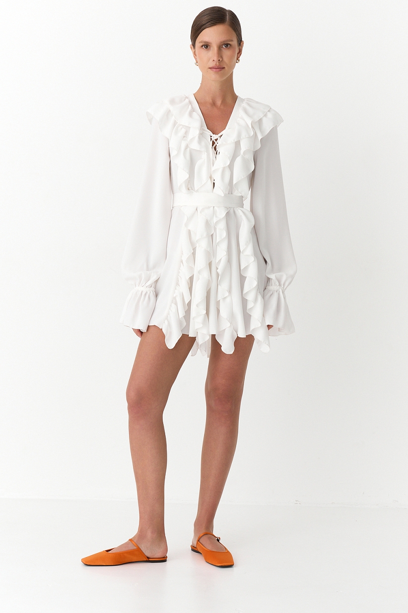 Платье с драпировкой и шнуровкой