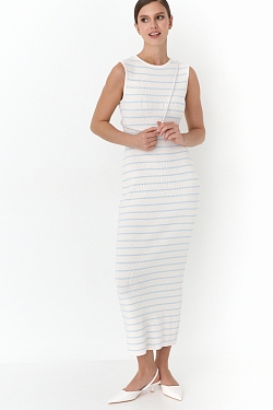 Платье-футляр из трикотажа в полоску