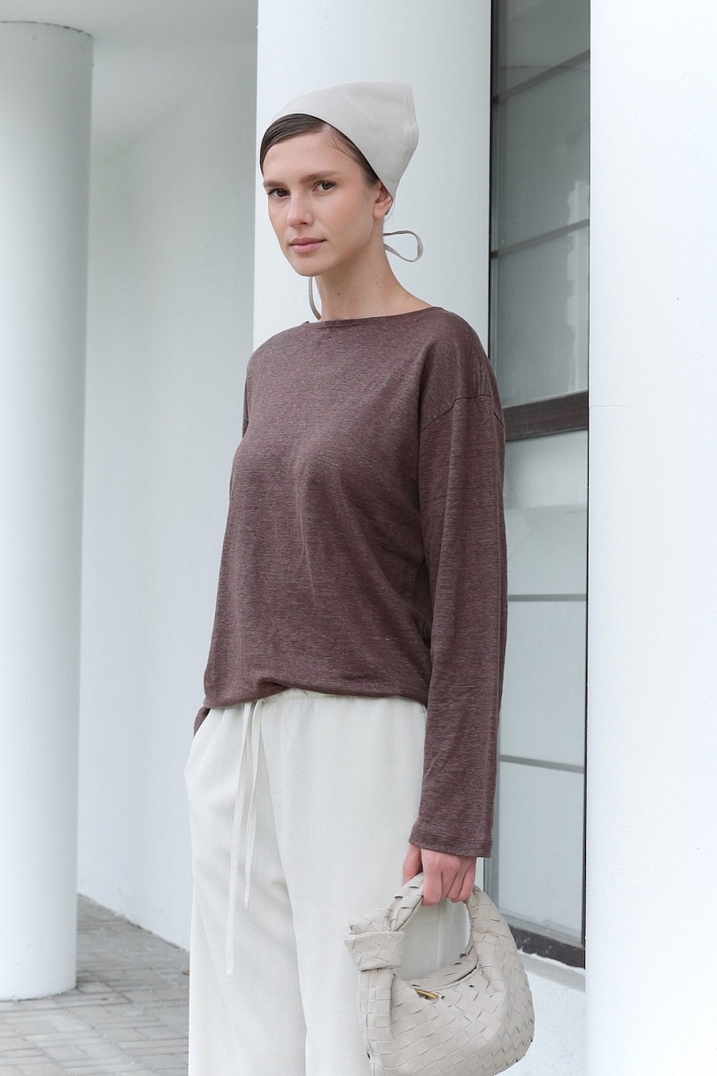 Лонгслив из 100% трикотажного льна