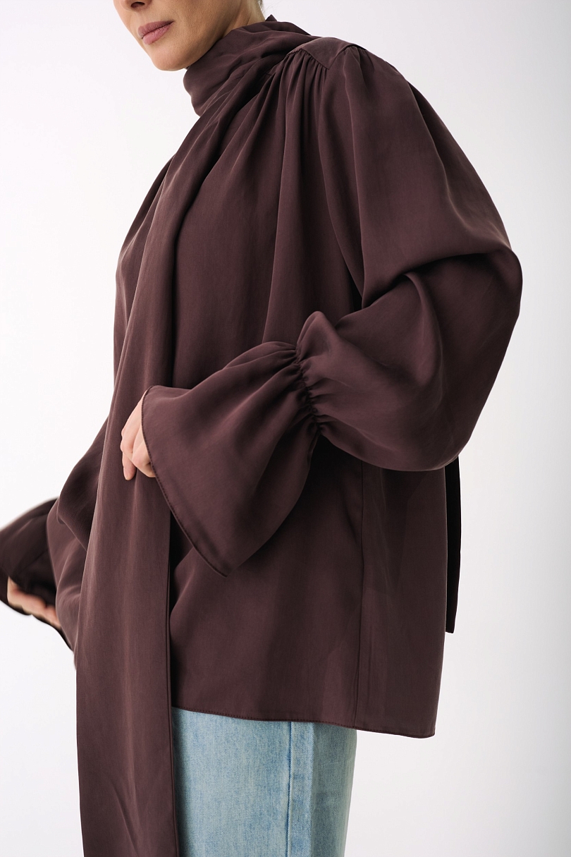 Блуза из 100% лиоцелла с бантом