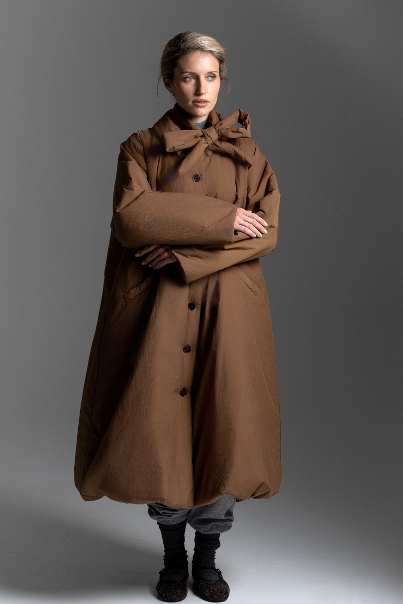 Тренч утепленный макси длины 