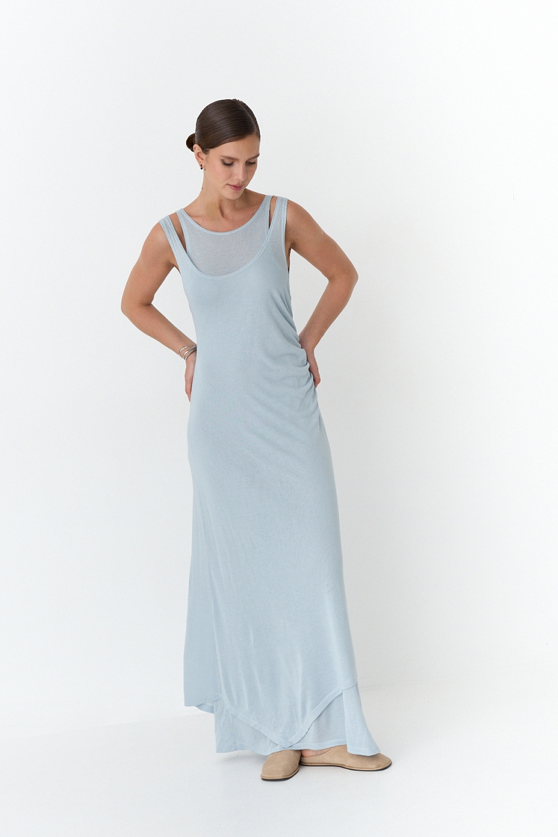 Платье-майка из вискозы с многослойным эффектом 