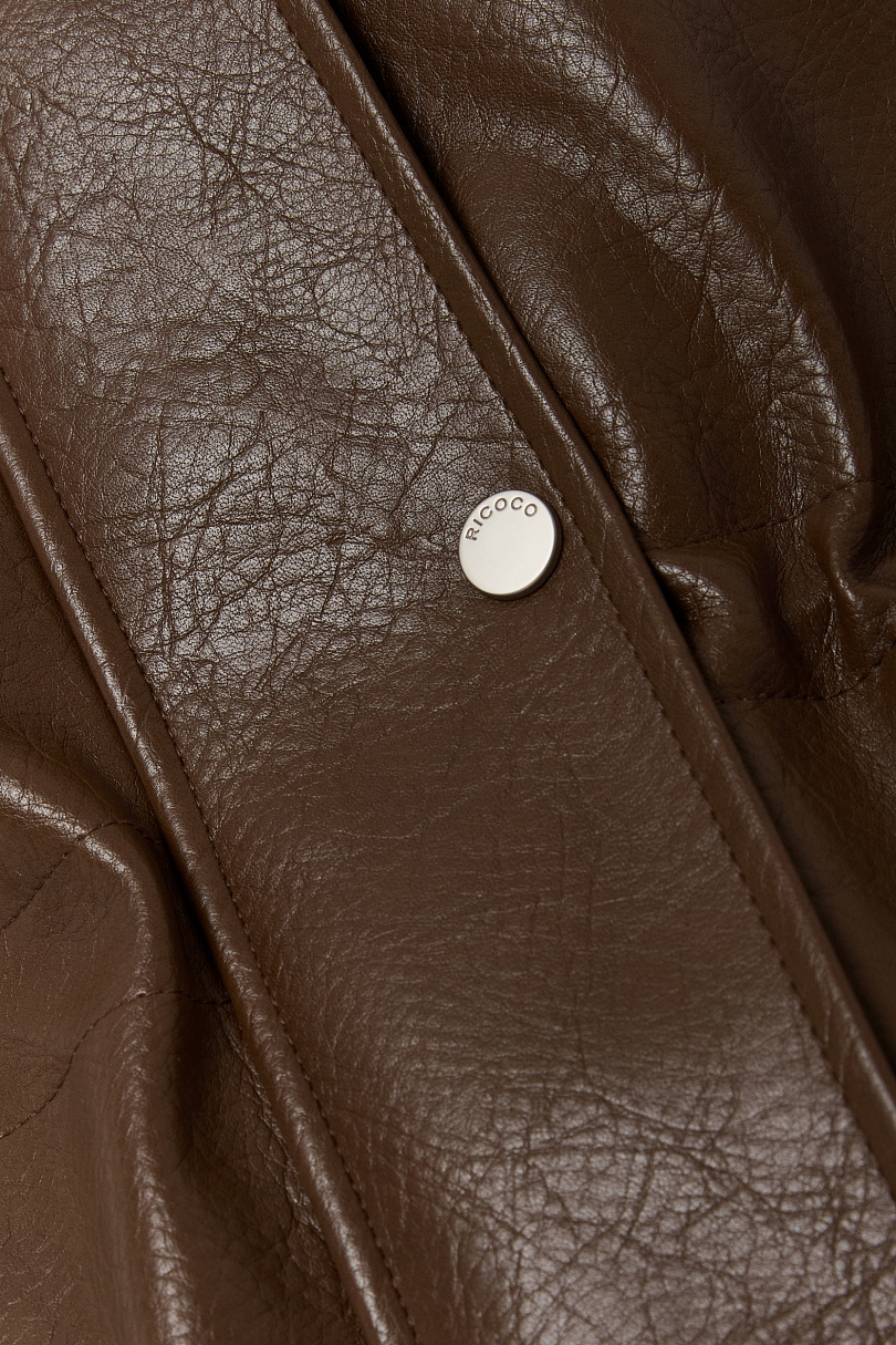 Парка из зернистой экокожи утепленная