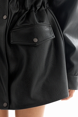 Парка из зернистой экокожи утепленная