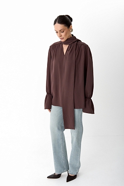 Блуза из 100% лиоцелла с бантом