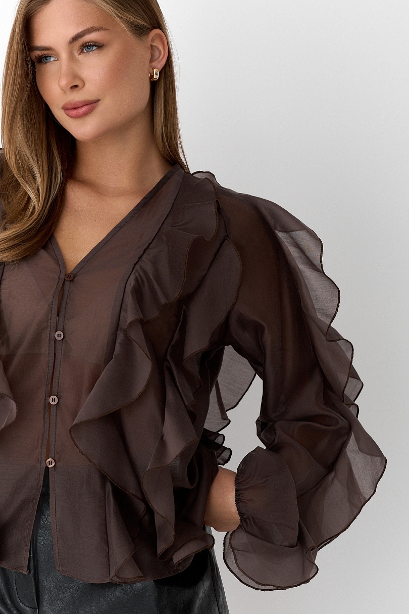 Блуза из лиоцелла с рюшами
