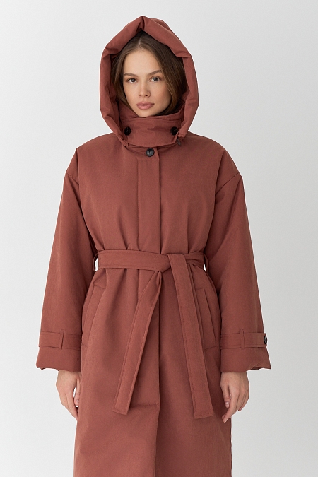 Пальто однобортное утепленное