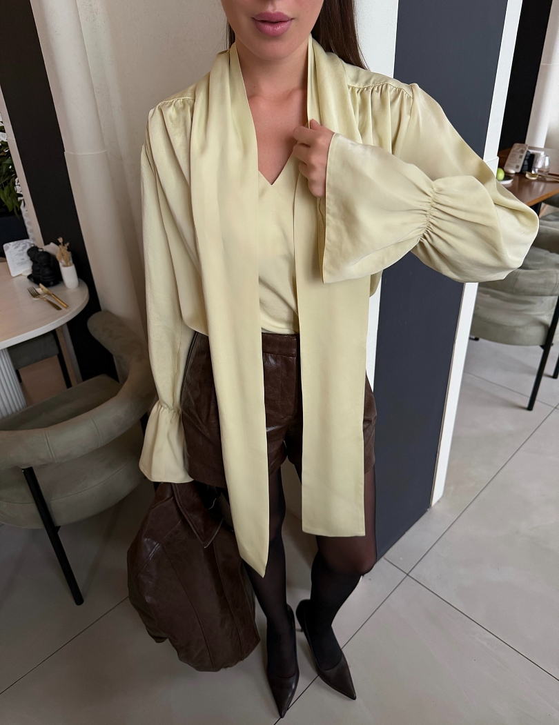 Блуза из 100% лиоцелла с бантом