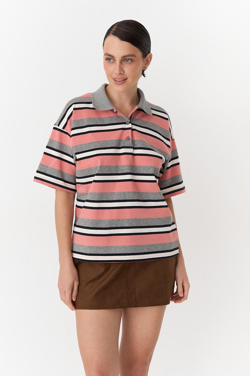 Футболка-поло в полоску