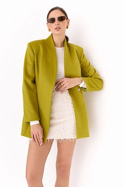 Полупальто из 100% шерсти с воротником стойка со шнуром 